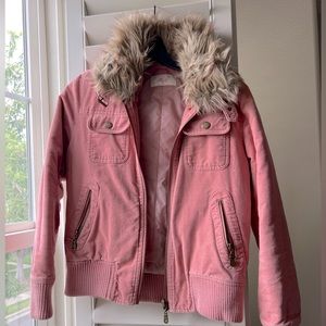 Pink Denim Jean Jacket with Detachable Faux Fur